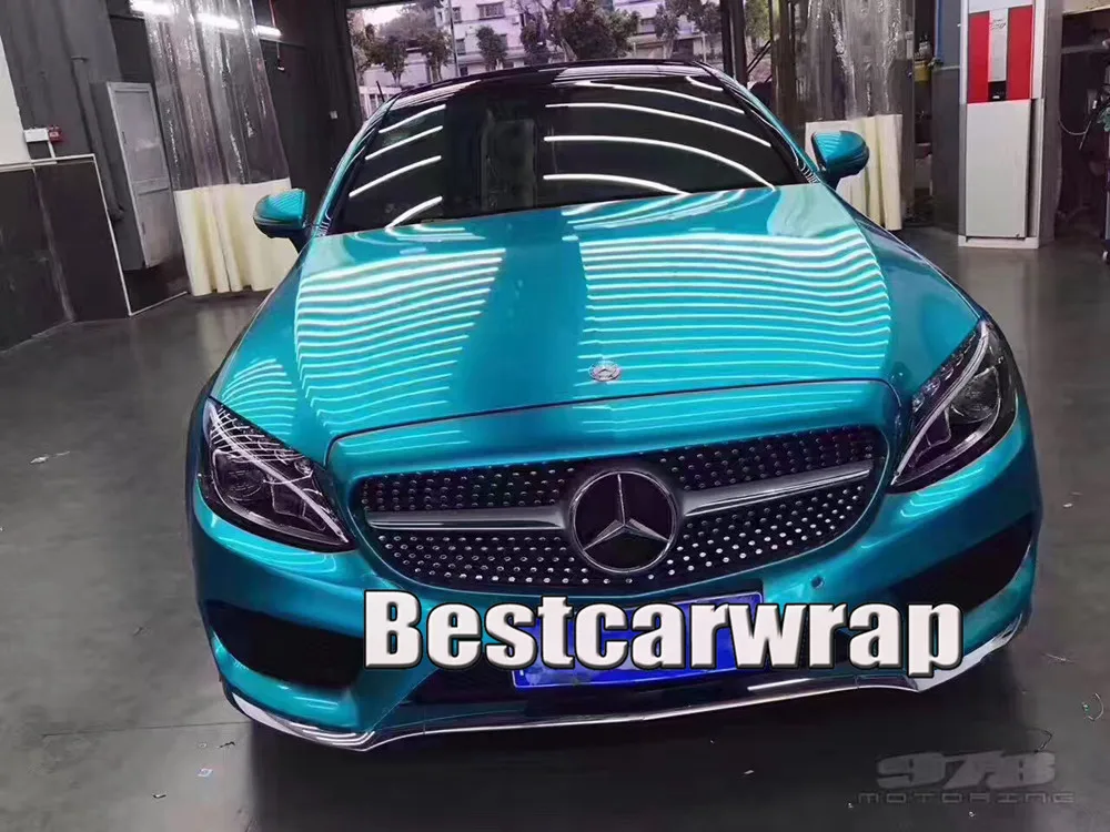 Gloss metallic blue sky car wrapping film 3m hexis cast vinyl (2)