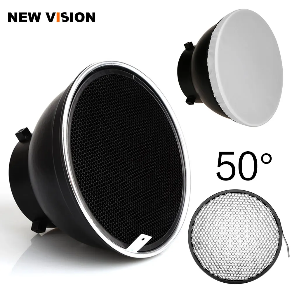 7inch 18cm Standard Reflector Diffuser with 10/20/30/40/50/60 Degree Honeycomb Grid for Bowens Mount Studio Light Strobe Flash - Цвет: 50 Degree