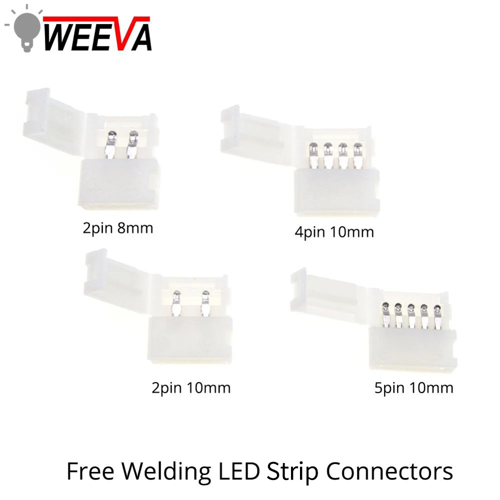 Светодиодная лента 5 шт соединители 2pin 4pin 5pin 8 мм 10 Бесплатная сварка для SMD 3528 2835