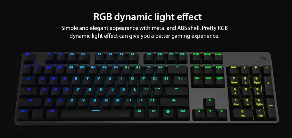 Xiaomi Mi Механическая игровая клавиатура со светодиодной подсветкой 104 клавиши USB Проводная механическая клавиатура Клавиатура из алюминиевого сплава для геймеров