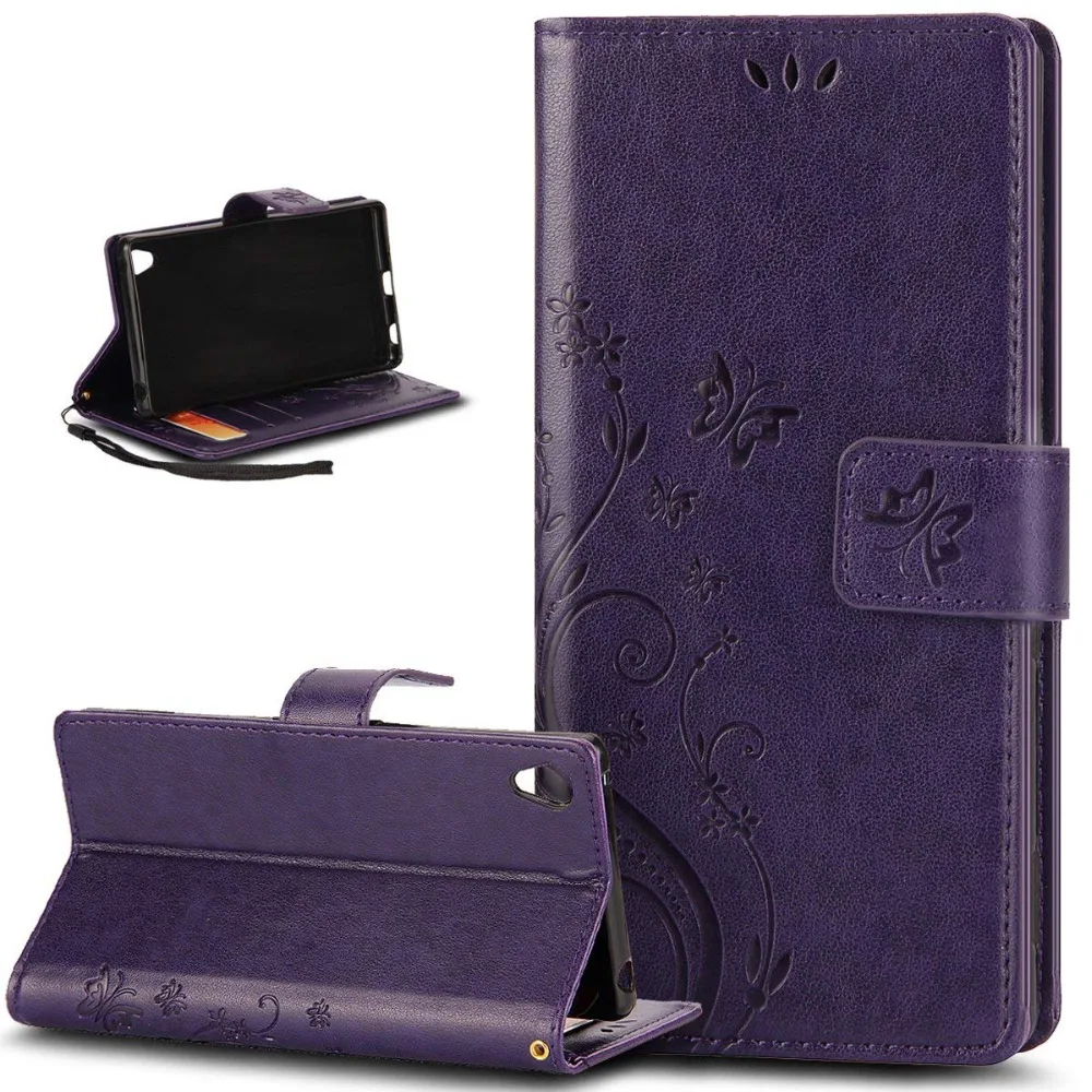 Butterfly Flower Patterned PU Leather Wallet Case Cover For Sony Xperia XZ2 XZ1 Z3 Mimi Z5 E5 XA Z3 Z5 Mini XA1 Phone Capa Coque (10)