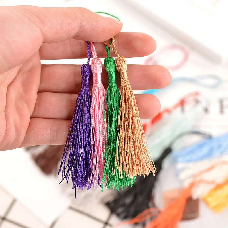 100Pcs Color Tassel Fringe Pendant DIY Handmade Material Polyester Cord