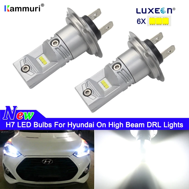 

White 6000K No error Powered By Luxen LED H7 LED Bulbs For Hyundai Genesis Sonata Veloster Accent LED High Beam DRLights