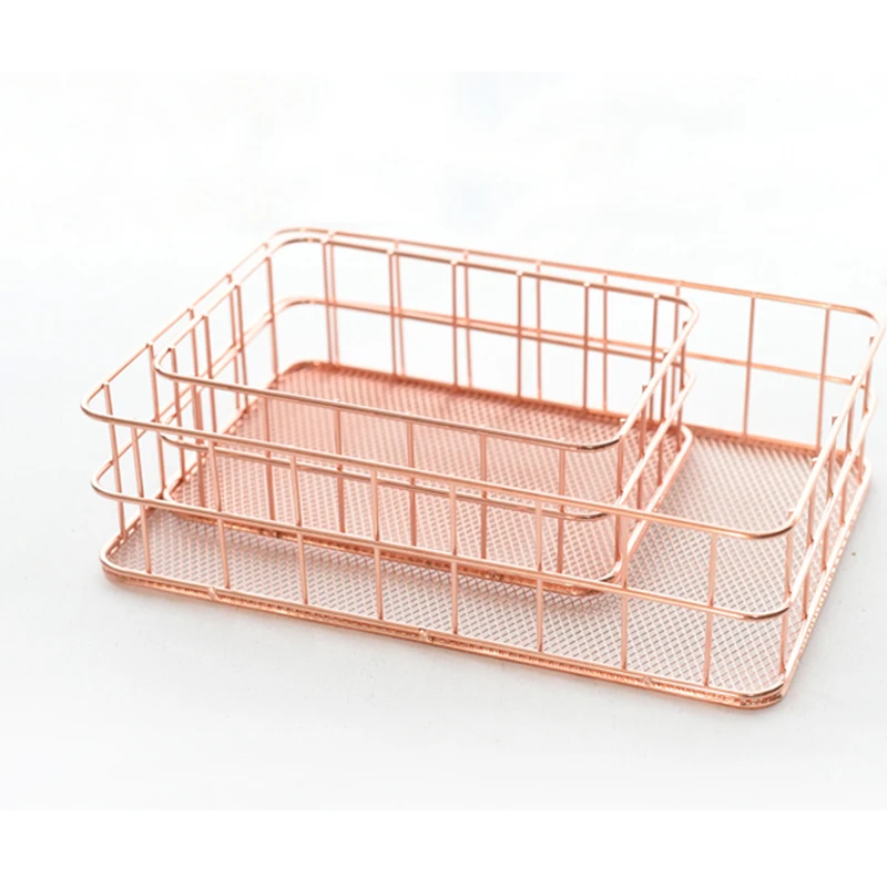 2PCs Ins Nordic Cosmetic Storage Box Desktop Bedroom Jewelry Makeup Skin Care Lipstick Brush Basket Office Sundries Organizer