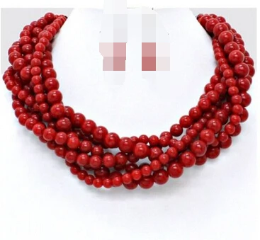 

FREE SHIPPING>>@> N3386 Red Maroon Pearl Multi Layered Strand Bead Jewelry Necklace new new NEW