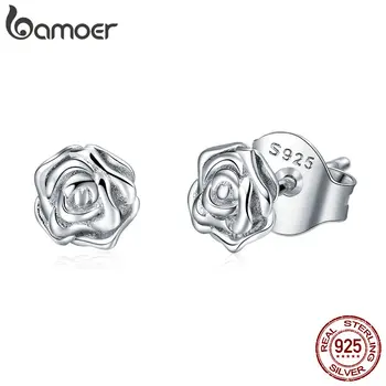 Sterling Silver Rose Flower Earrings