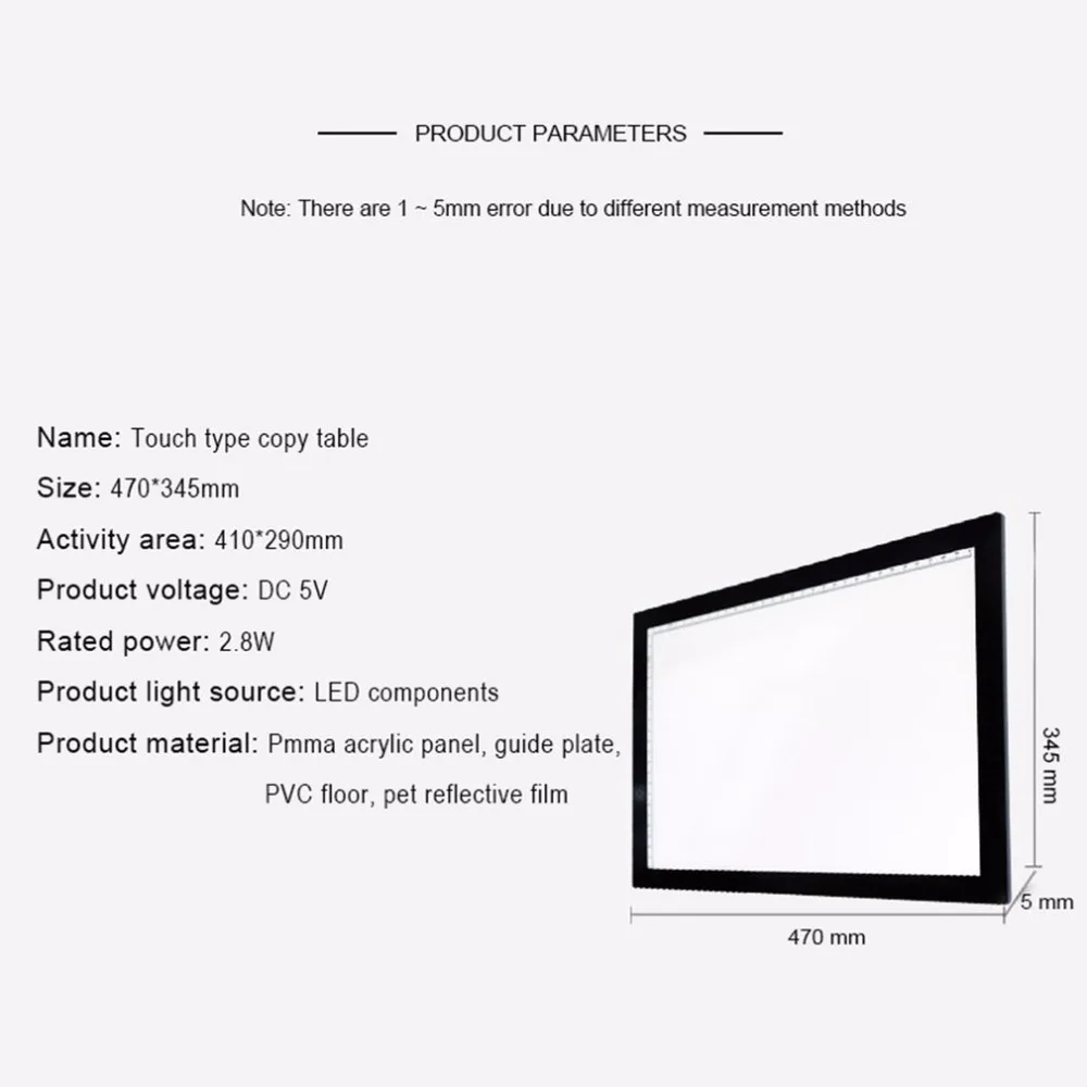 Портативный A3 светодиодный светильник Pad Box чертежная копировальная доска чертёжная графика планшет настольная панель Pad копировальная доска с регулировкой яркости