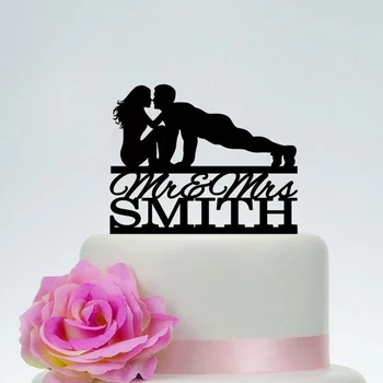 

Personalized Wedding Fitness Cake Topper,Gym Training ,Bodybuilder Cake Topper,Custom Boy & Girl ,with Last Name Cake Topper