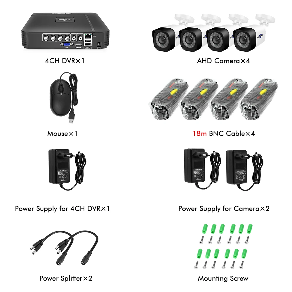 Hiseeu 4CH CCTV система 1080P HDMI AHD CCTV DVR 4 шт 1080P 2,0 МП опция уличная инфракрасная камера видеонаблюдения AHD Камера видеонаблюдения комплект - Цвет: Белый