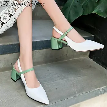 

EshtonShero Classic Woman Pumps Women's Shoes Platform Cow Leather High Heels White Mixed Color Ladies Wedding Shoes Size 3-12