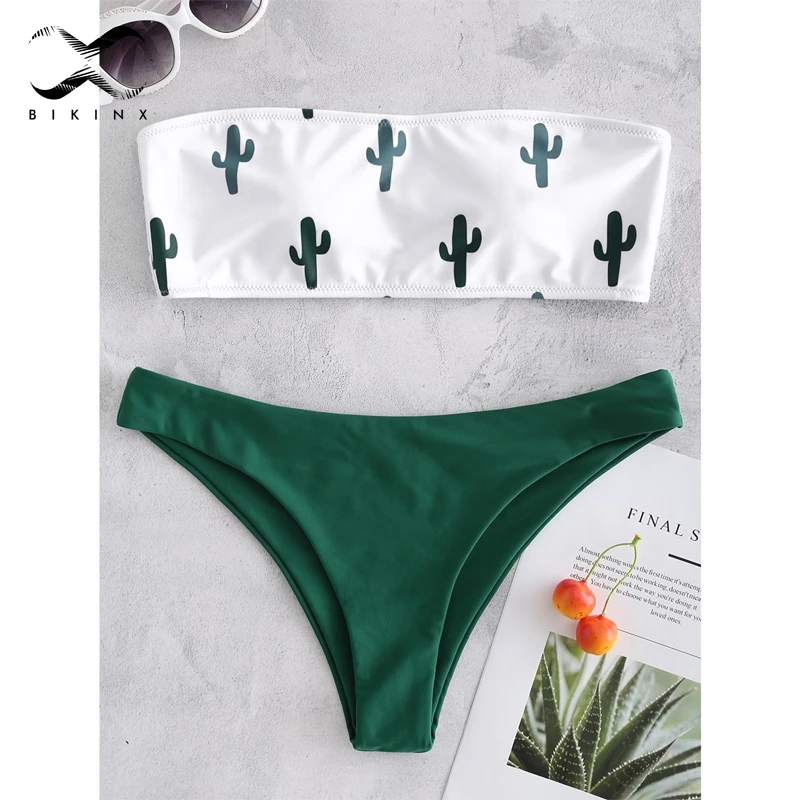 Bikinx Bandeau swimwear women push up swimsuit female Cactus Print micro bikini 2019 sexy bathing suit beach bathers Biquini new Bikinx Bandeau swimwear women push up swimsuit female Cactus Print micro bikini 2019 sexy bathing suit beach bathers Biquini new