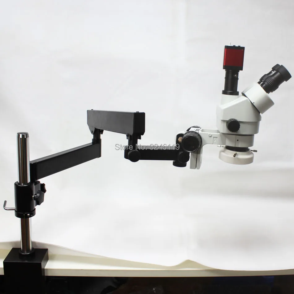 7x90x Trinocular Industrial Inspection Microscope Long Arm Clamp Large Stereo Table Stand+hd