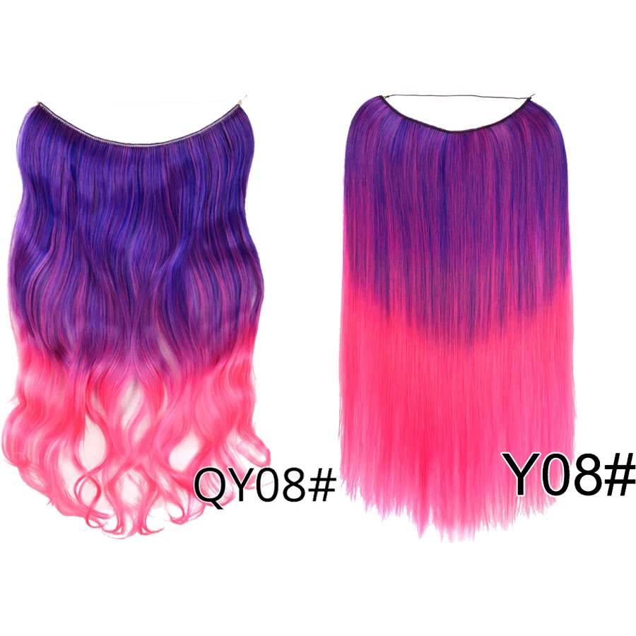 

AliLeader Long Natural Hair Secret Fish Line Wire Hairpiece Straight Synthetic Invisible Halo Hair Extensions Heat Resistant