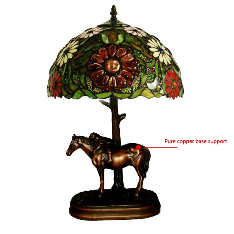 Витраж цветок Смола лошадь роскошные спальни прикроватные сад настольные лампы огни для гостиной офис бар украшение для прилавка