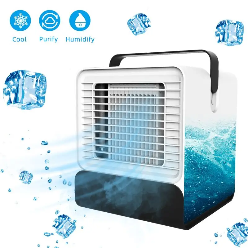 Billig USB Mini Tragbare Klimaanlage Befeuchter reinigungsapparat 7 Farben Licht Desktop Luft Lüfter Luftkühler Fan für Office Home