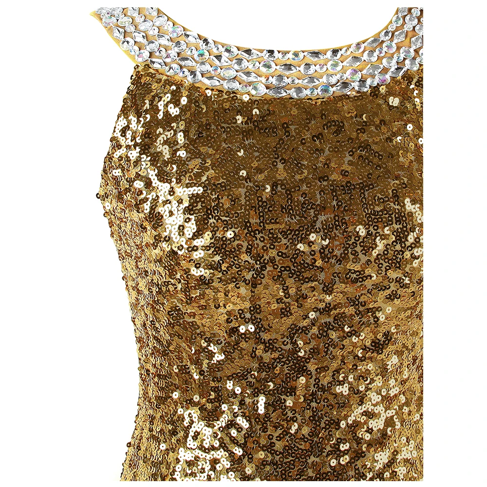 Женское вечернее платье с блестками Angel fashions длинное золотистое открытой спиной