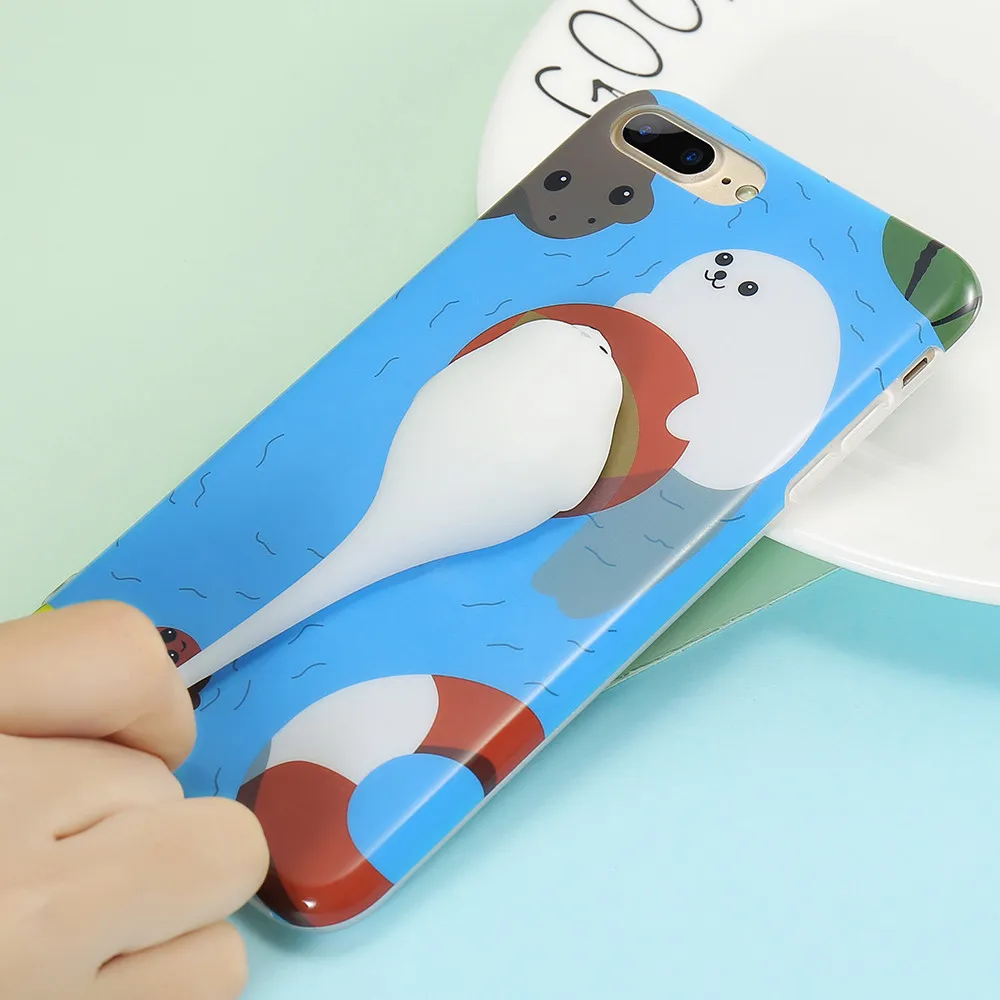 Kisscase для iPhone 6 6S 7 8 Plus Squishy Мобильный Телефонные Чехлы милый кот 3D Разминание чехол