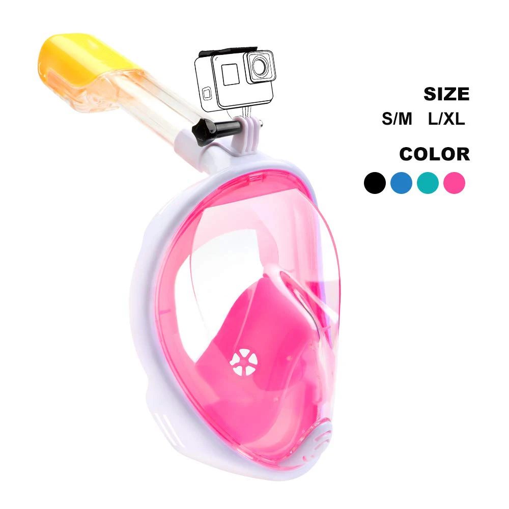 

2019 Full Face Snorkeling Masks kids Panoramic View Anti-fog Anti-Leak Swimming Snorkel Scuba Diving Mask GoPro Compatible