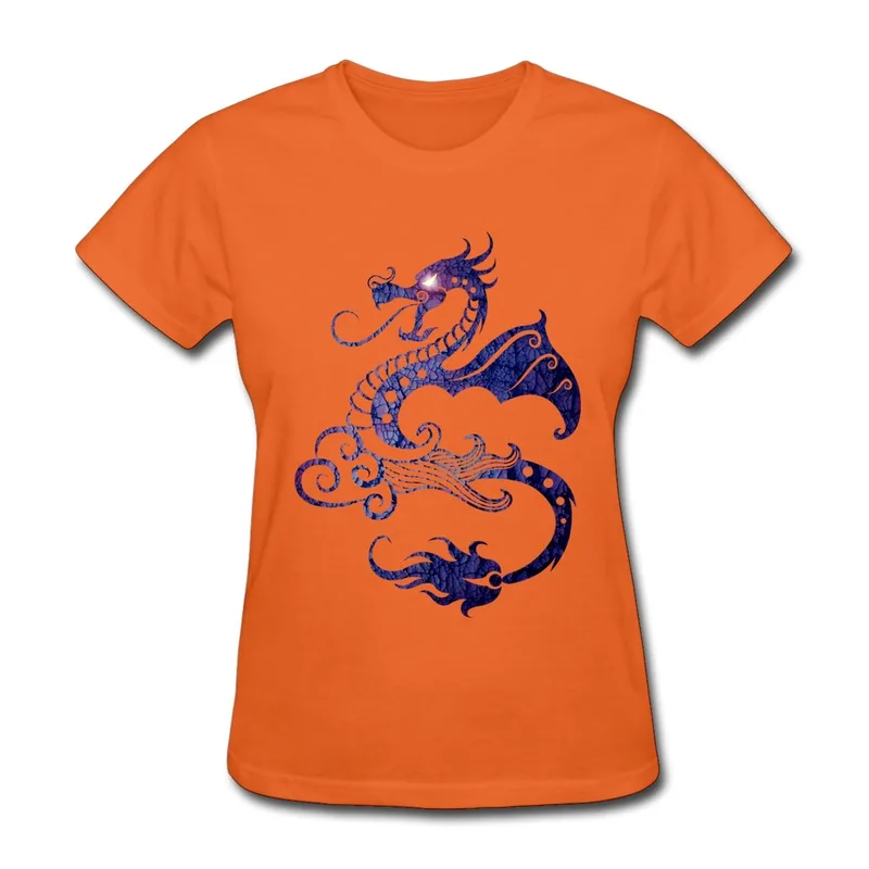Short Sleeve Lady T Shirt Animal Fire Dragon Firedrake Creat Own Round-Neck Tee Shirts for Girls | Женская одежда