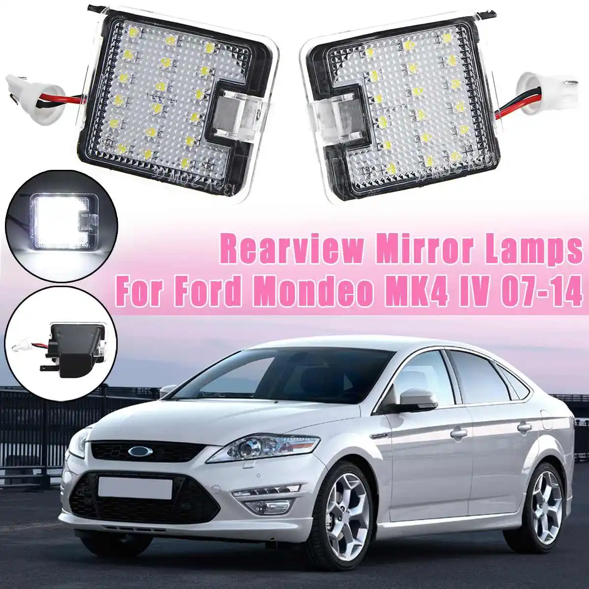 2 PCS LED SMD Side Mirror Puddle Lights Rearview Mirror Lamps For Ford for Mondeo MK4 IV 2007 2008 2009 2010 2011 2012 2013