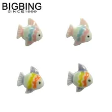 K072 BIGBING ювелирные изделия, модные цветные керамические маленькие серьги-гвоздики с рыбками, модные серьги-гвоздики, модные женские серьги, ювелирные изделия