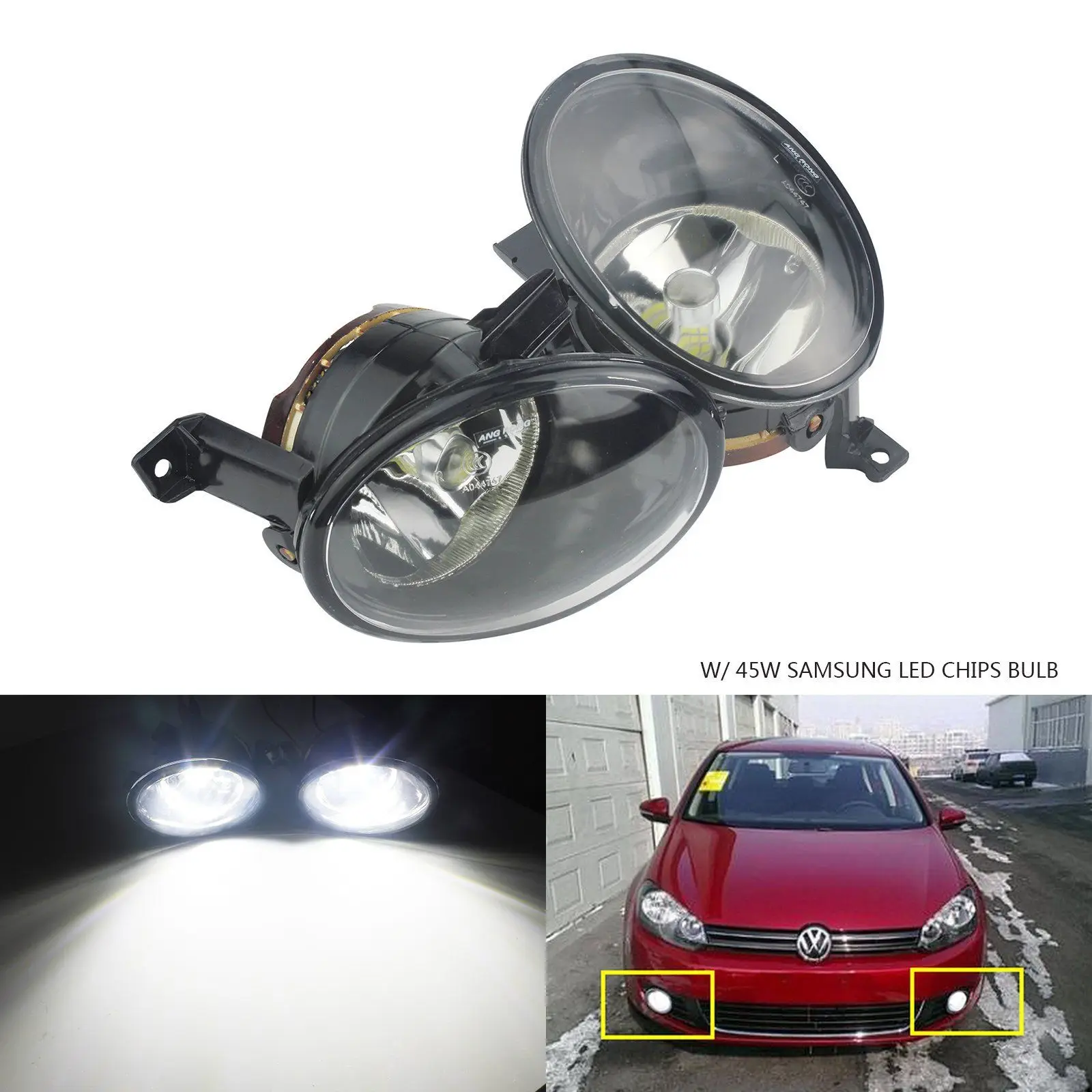  ANGRONG 2 For VW Golf 6 MK6 Plus Jetta Touran SAMSUNG LED Bulbs 45W Front Fog Lights Lamps L&R - 32916413639