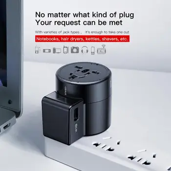 

1pcs Universal Travel Plug Adapter USB Hub Charger Charging Power Converter + Rotation Type Socket Pin EU US UK AU Plug
