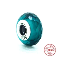 Граненые муранские стеклянные бусины подходят для браслетов Pandora из натурального стерлингового серебра