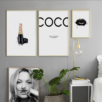 

Abstract Modern Fashion Canvas Painting Black and White Salon Posters Prints Nordic Wall Art Pictures for Living Room Home Decor