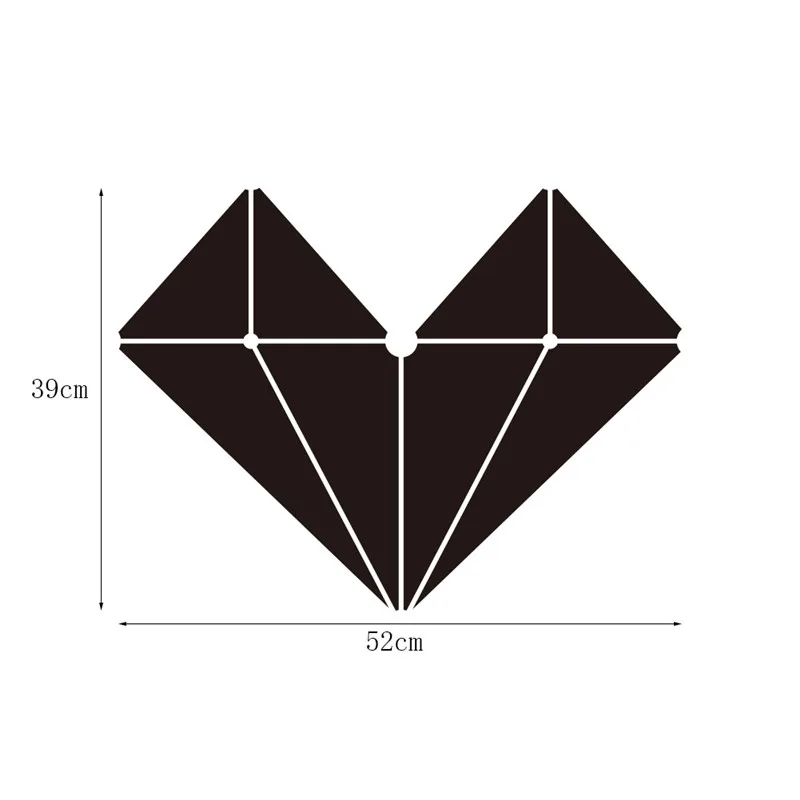 Geométrica en forma de corazón espejo de pared pegatinas citas acrílico 3D pared pegatinas decoración del hogar salón pegatinas pared