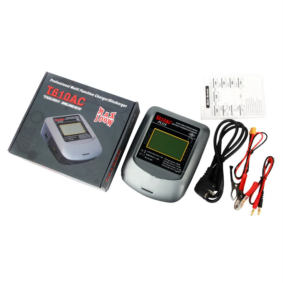 

Factory price T610AC PLUS 100W 10A Touch Screen AC/DC LiPo Balance Charger RC Dual High Power for Drone Parts