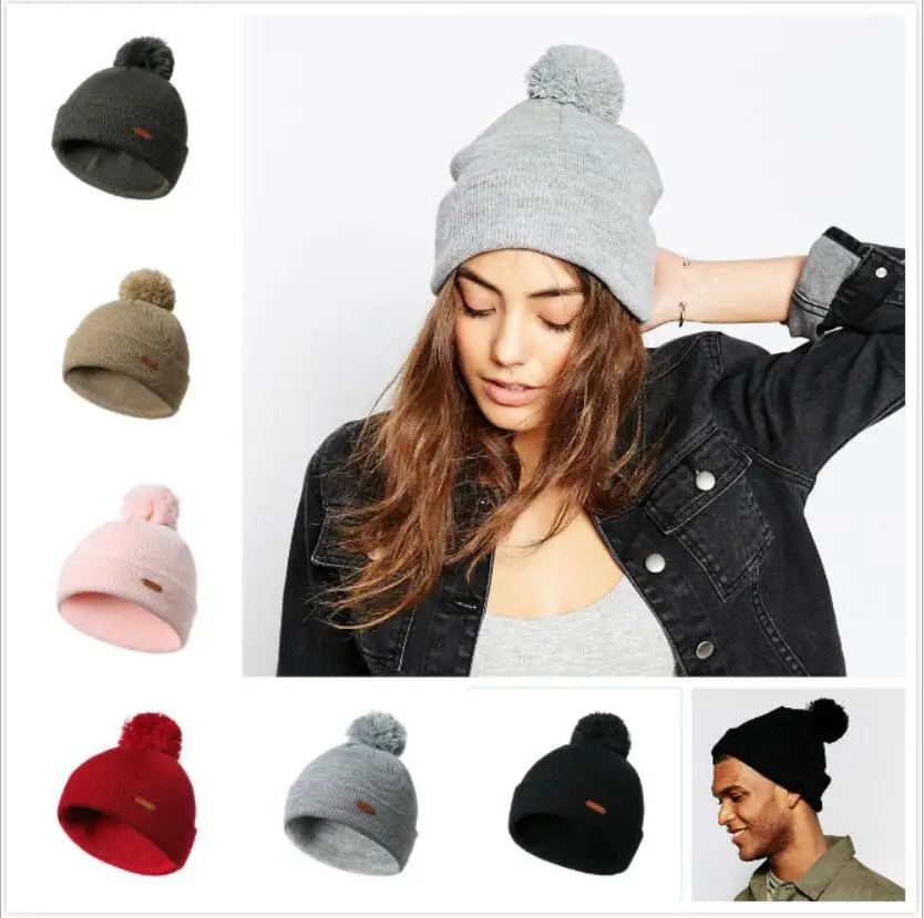 

2019 New Unisex Women Mens Knitted Winter Warm Hats Oversized Flanging Ski Slouch Hat Cap Beanies Knitting Wool Ball Knit Cap