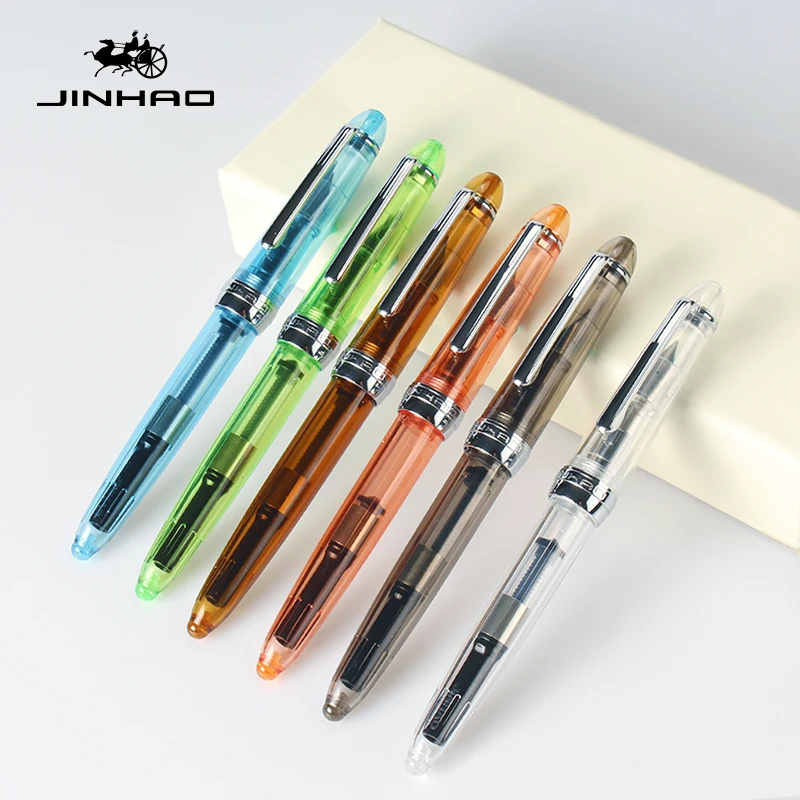 Jinhao 992 перьевая ручка Роскошная Ручка Pluma Estilografica Stylo Pen прозрачные чернильные