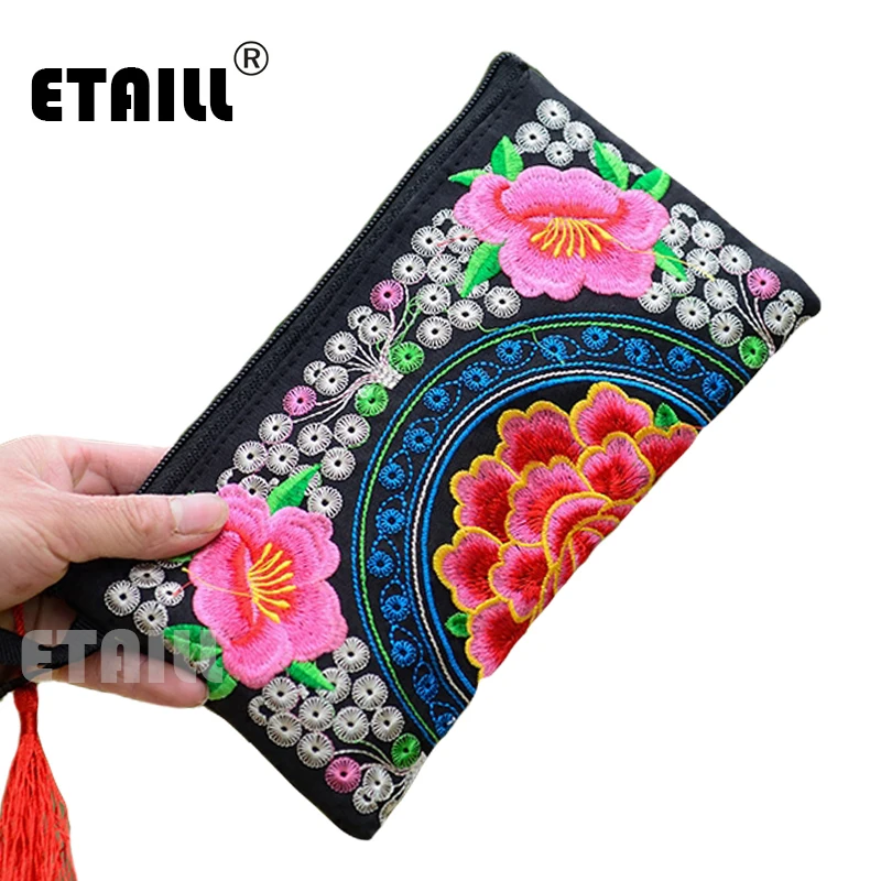 Ethnic Hmong Boho Thai Embroidered Purse Clutch Mobile Phone Bag Coin ...