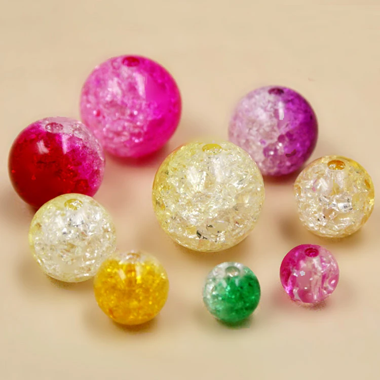 

AAA+ 8 10 12 14 16mm Beads Mixed Color(13~100PCS) Round Two-Tone Color Crackle Glass Spacer Loose Beads Fit DIY Jewelry Making
