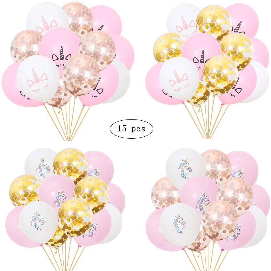 

15pcs unicorn balloon pink white latex balloon wedding birthday party decoration balloons birthday party decorations kids