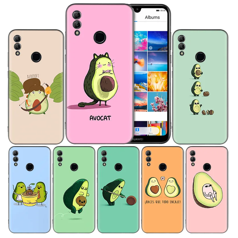 

Cute avocado Art Print Black Silicone Case Cover for Huawei Honor 8X 8C 8A 8S 10 10i Lite Play V20 Y9 Y7 Y6 Y5 Prime 2018 2019