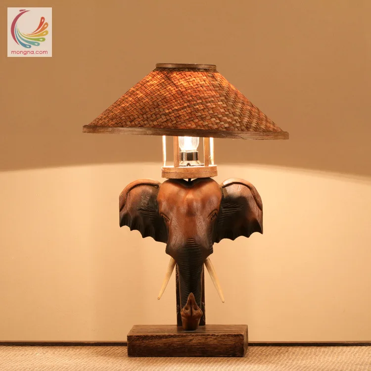 TUDA مصباح طاولة خشبي الخشب التايلاندية فندق Bedlamp الراقية فندق غرفة مصباح غرفة النوم Lnn العتيقة مصباح مصباح للزينة دليل فيلا