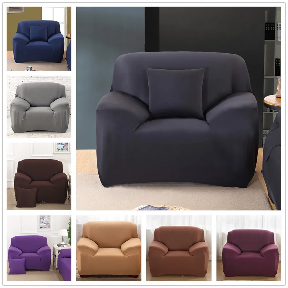 

90-140cm Polyester Darkcolor Sofa Cover Single Sofa Couch Slipcover Stretch Covers Elastic Fabric Settee Protector Fit Washable