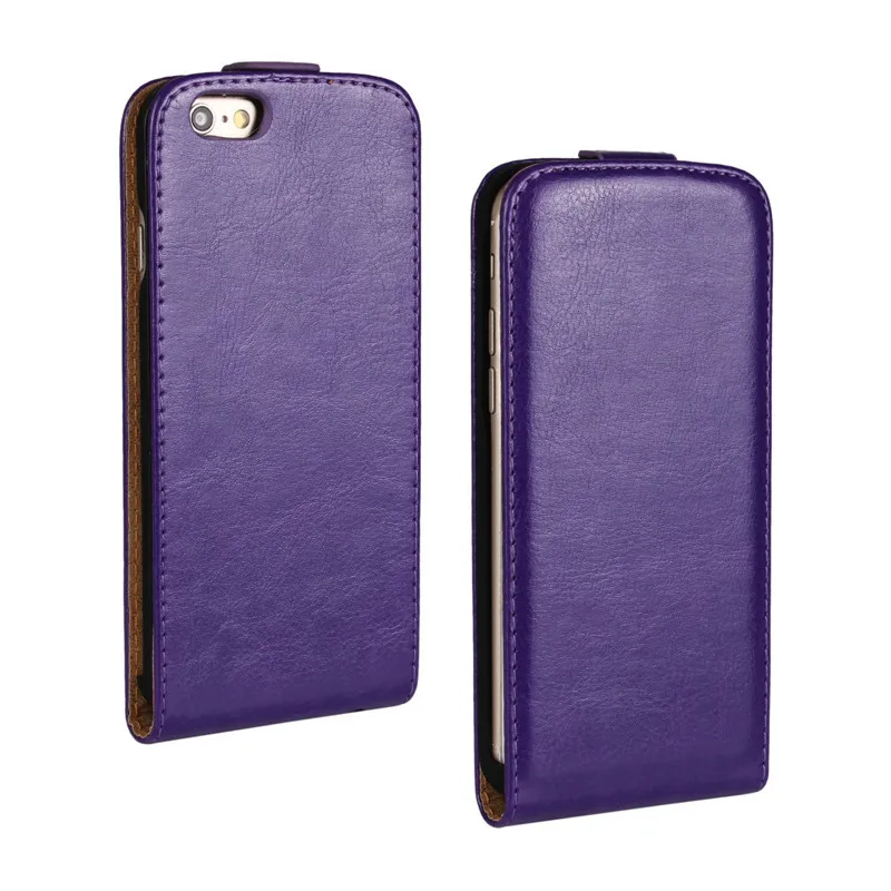 Ультра Тонкий Модный искусственная кожа Crazy Horse чехол для iphone 4 4s 6 6s 7 plus вертикальный откидной Чехол для телефона - Цвет: Purple