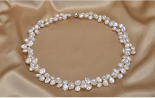 

FREE SHIPPING>>>@@ > N3809 Natural Shape AAA+ White Keshi-pearl necklace 18"long
