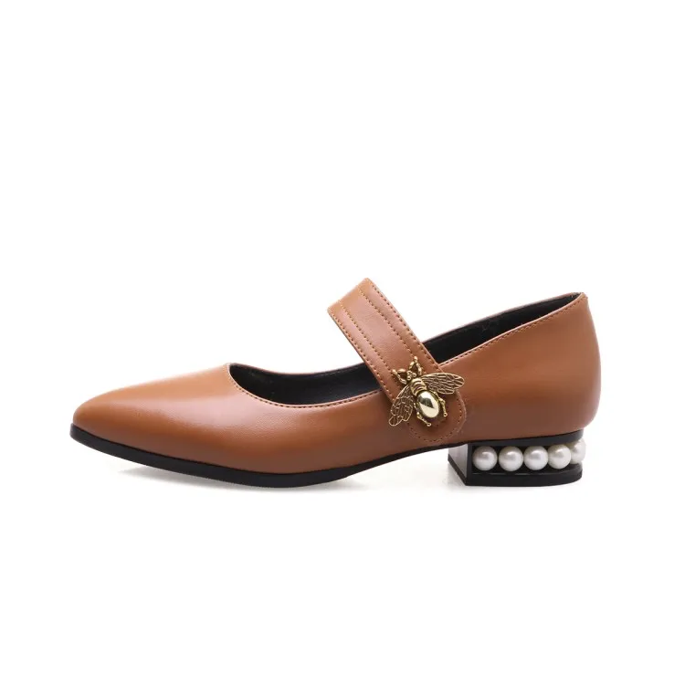 

ASYSPLNX brand new fashion pu purse shoes 2018 shallow mouth insects decorated with low heel shoes C040