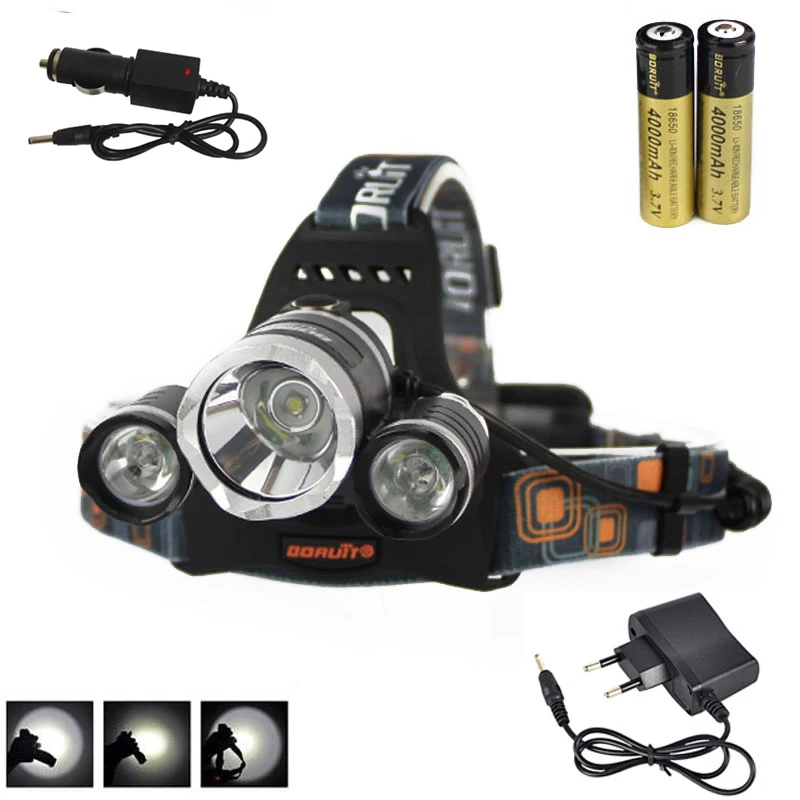 

Boruit 8000LM 3x XM-L T6 LED Headlamp Headlight Head Torch Light 2X18650R echargeable Battery+Charger Camping Fishing Cycling