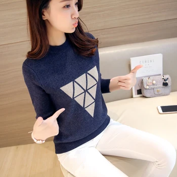 

2020 Sweater autumn and winter long sleeves hedging shirt loose thickened women round neck short section