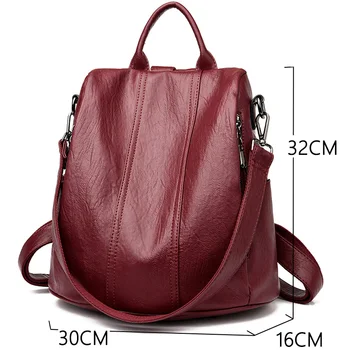 Women Waterproof Anti-theft Leather Backpacks Bags For Girls Female Shoulder Bag Multifunction Traveling Backpack Mochilas 2