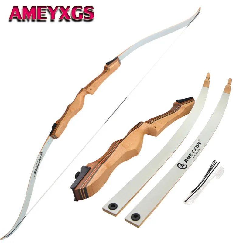 

1Pc 68" Recurve Bow Takedown Wooden Riser 20-55lbs Right Hand Bow For Outdoor Training Shooting Practice Archery Accessories