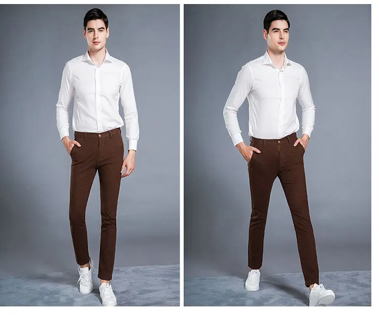 2019 Slim Fit Повседневное прямые Брюки Новое поступление хлопковые брюки Для мужчин Sliod плотные рейтузы Homme Для мужчин s джоггеры Большой размер