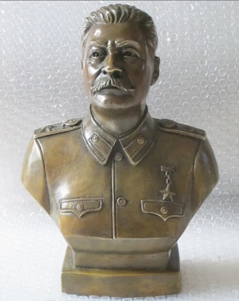 

12"Western Art Bronze Copper sculpture Joseph Stalin Bust statue D0317