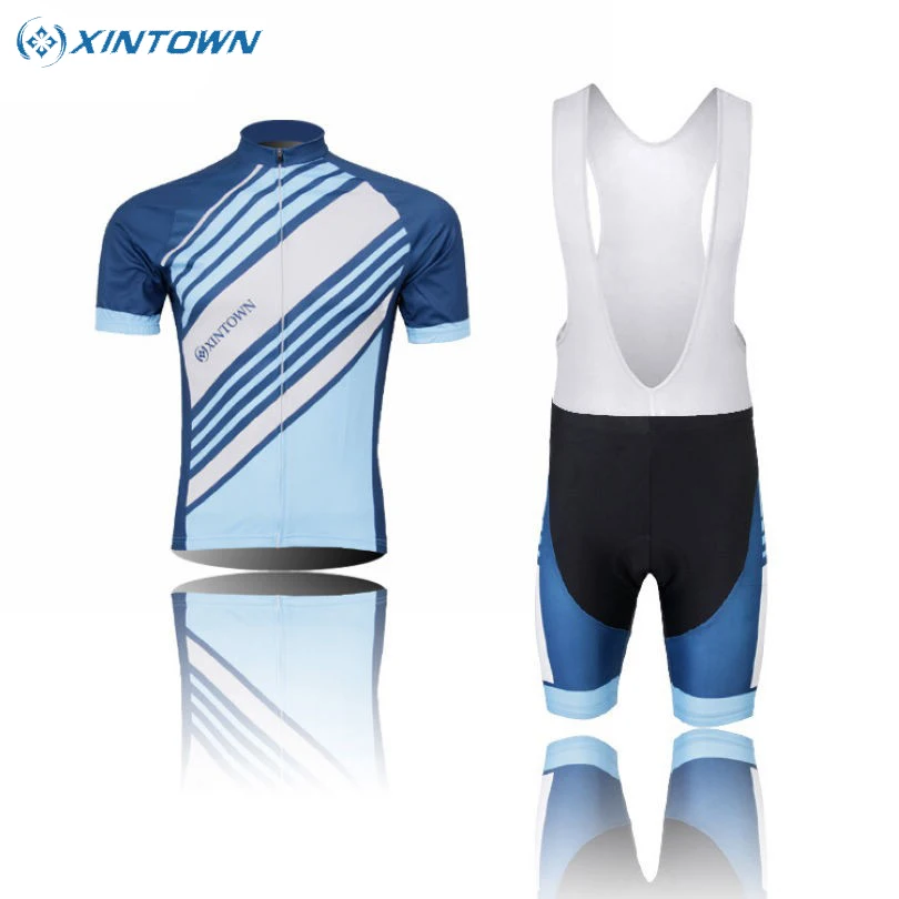 Koop XINTOWN Mens Ropa Ciclismo Sport Team Wielertrui Broek Set Bike Tops Shirt Bib Shorts Broek Outfit Twill Blauw