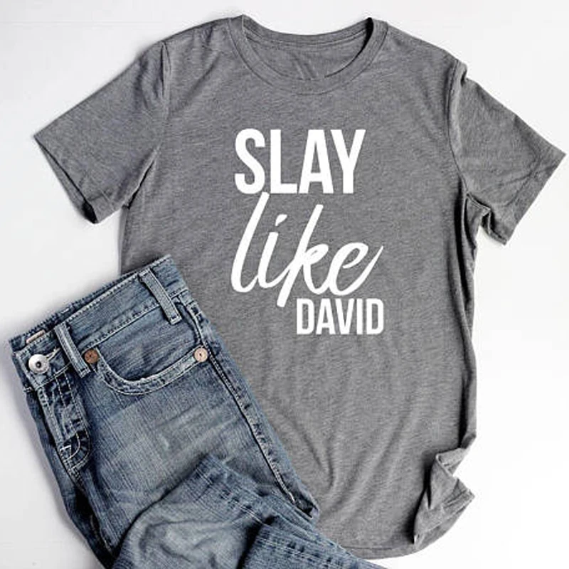 Футболки Slay Like David Christian для женщин модные рубашки с текстами Библии новый летний